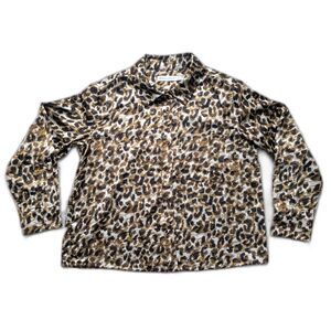 Rebecca Minkoff Cheetah Print Long Sleeve Button Down Top Sz XL